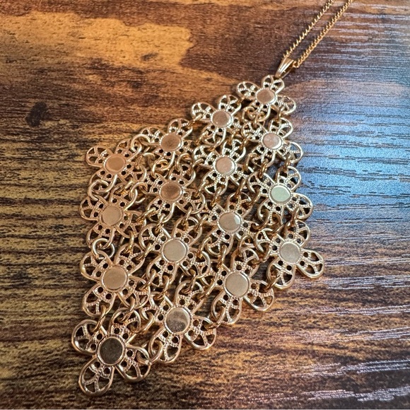 Vintage Sarah Coventry Chainmail Metal Mesh Diamond Shaped Pendant Necklace - Picture 2 of 5